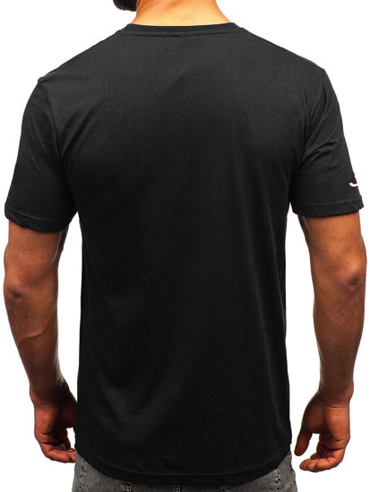 Fekete színű férfi pamut póló mintával Bolf 14741