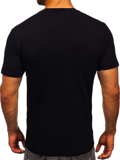 Fekete színű férfi póló applikációkkal Bolf 2352