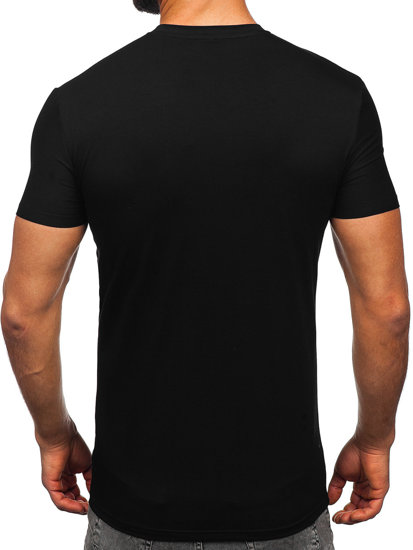 Fekete színű férfi póló mintával Bolf MT3049