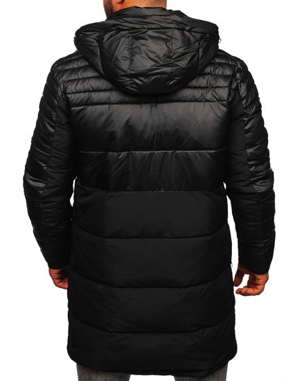 Fekete színű steppelt hosszú téli férfi dzseki Bolf 22M62