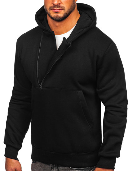Fekete színű vastag férfi melegítőfelső kapucnival Bolf 02