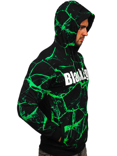 Fekete-zöld mintás férfi pulcsi kapucnival Bolf 6453