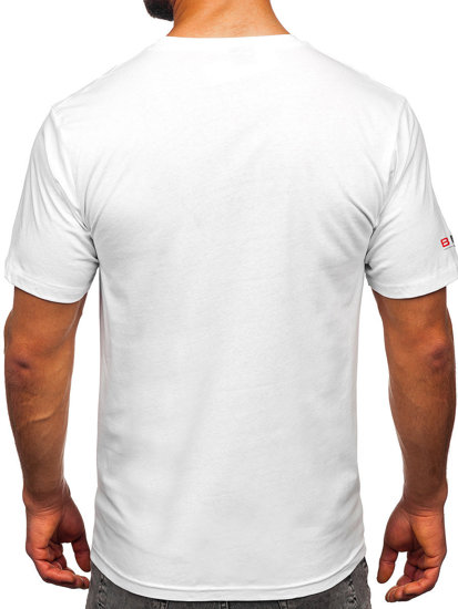 Férfi pamut póló mintával fehér színben Bolf 14773