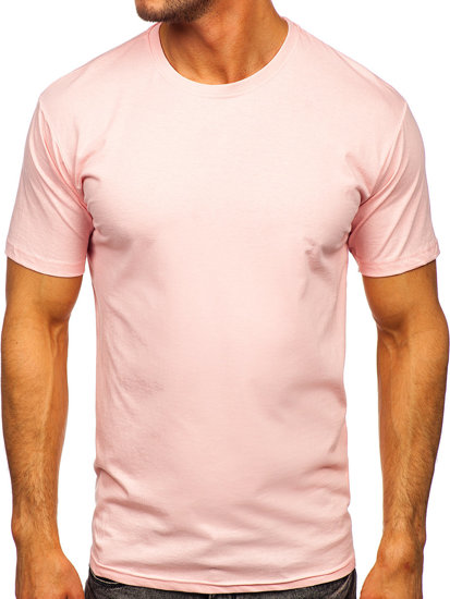 Férfi pamutpóló minta nélkül világos rózsaszín színben Bolf 192397