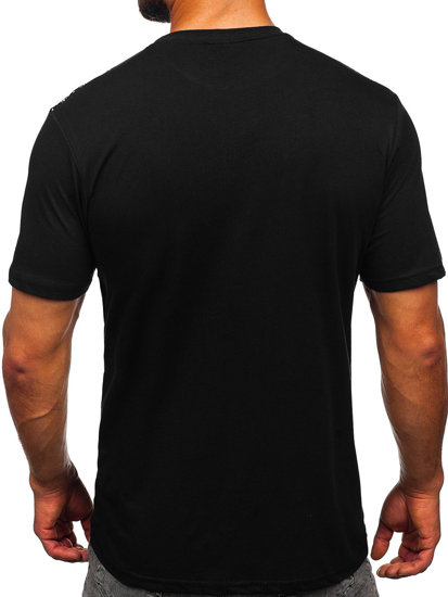 Férfi póló mintával fekete színben Bolf 14234