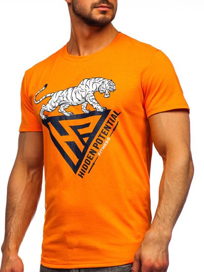 Férfi póló mintával narancssárga színben Bolf Y70013