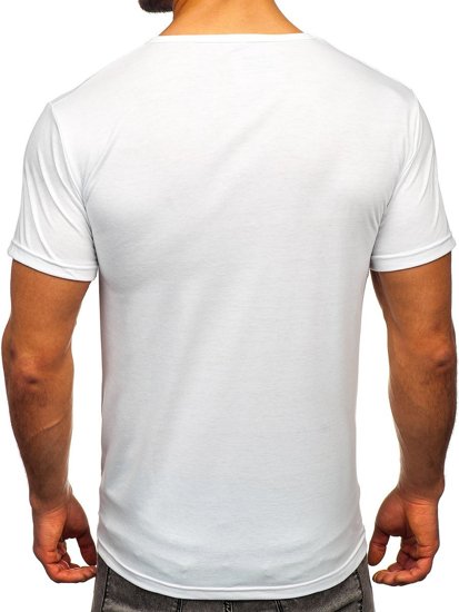 Férfi póló ünnepi mintával fehér színben Bolf KS2502