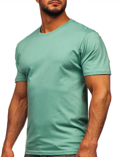 Mentazöld színű férfi pamut póló Bolf 0001
