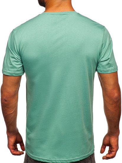 Mentazöld színű férfi pamut póló Bolf 0001