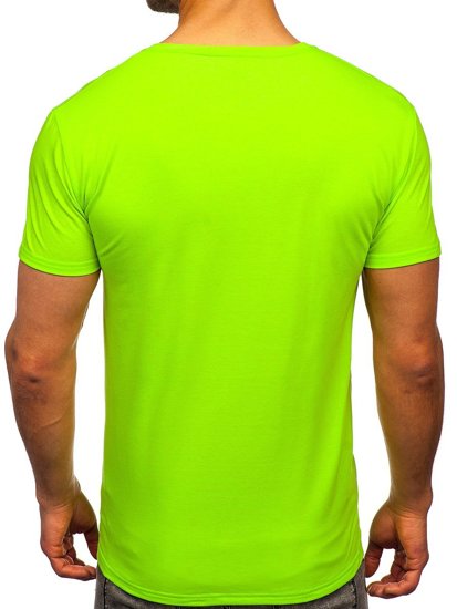 Mintás férfi póló zöld-neon színben Bolf Y70011