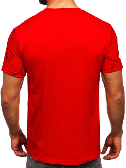 Piros férfi pamut póló mintával Bolf 14717