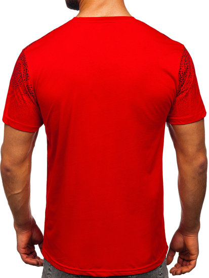 Piros színű férfi pamut póló Bolf 14710