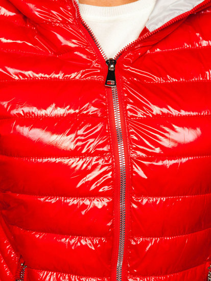 Steppelt átmeneti női dzseki kapucnival piros színben Bolf 9752