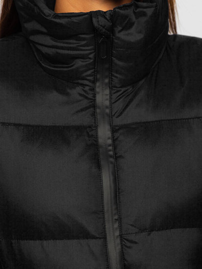 Steppelt téli női dzseki kapucni nélkül fekete színben Bolf 23059