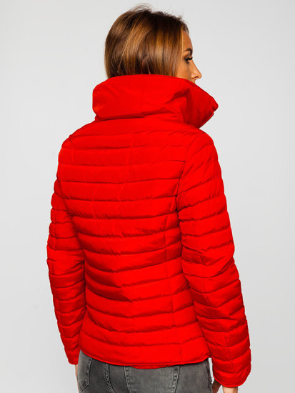 Steppelt téli női dzseki kapucni nélkül piros színben Bolf 23063
