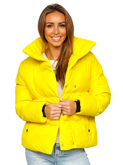 Steppelt téli női dzseki kapucni nélkül sárga színben Bolf 23062