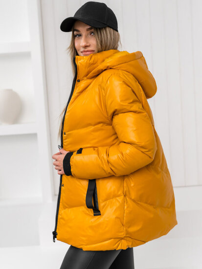 Steppelt téli női dzseki kapucnival camel színben Bolf 23065