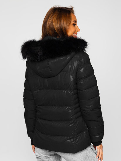 Steppelt téli női dzseki kapucnival fekete színben Bolf 23067