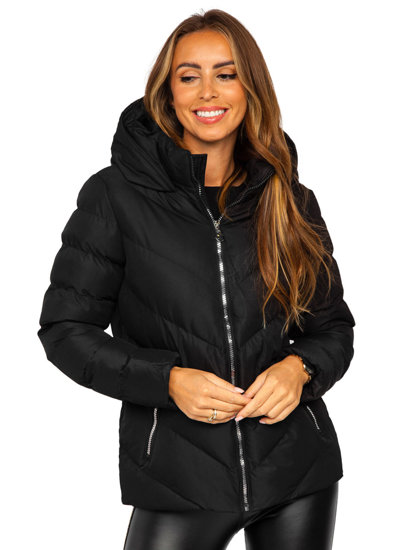 Steppelt téli női dzseki kapucnival fekete színben Bolf 5M725