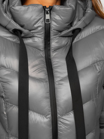 Steppelt téli női dzseki kapucnival szürke színben Bolf 23066