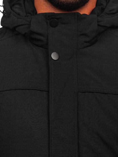 Téli férfi parka dzseki fekete színben Bolf 5M713