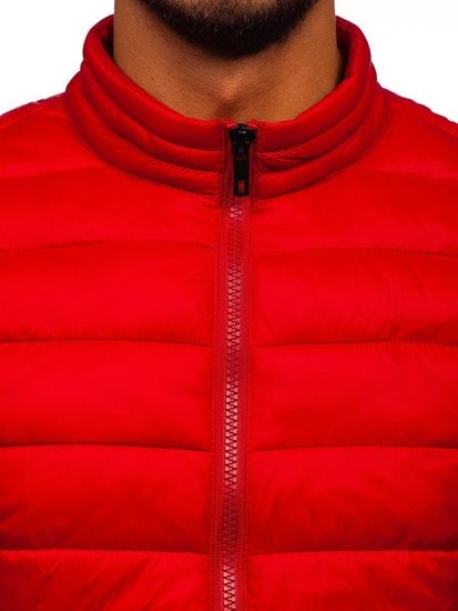 Téli steppelt férfi dzseki piros színben Bolf 1119