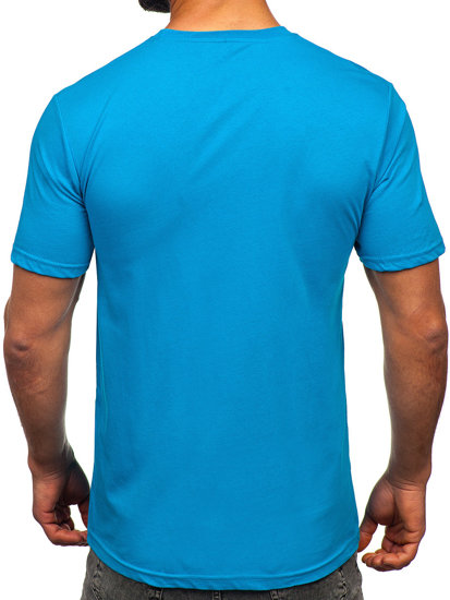 Türkiz színű férfi pamut póló mintával Bolf 14759