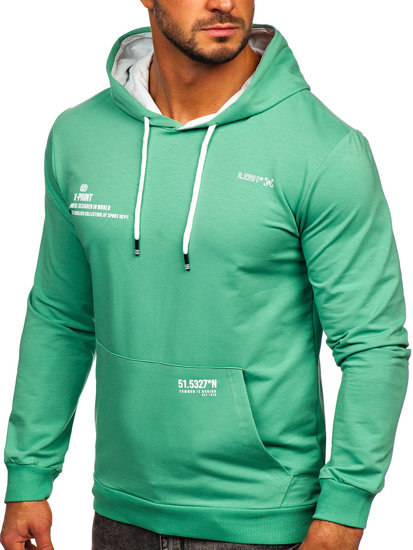 Zöld mintás férfi pulcsi kapucnival Bolf 8754
