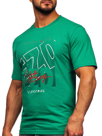 Zöld színű férfi pamut póló Bolf 14748