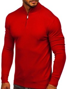 Állógalléros férfi pulóver piros Bolf YY08