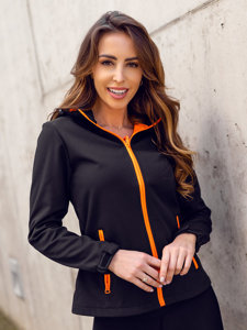 Átmeneti női softshell dzseki fekete-narancssárga színben Bolf HH018