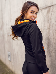 Átmeneti női softshell dzseki fekete-narancssárga színben Bolf HH018