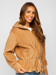 Bézs színű rövid női kabát kapucnival Bolf 9320