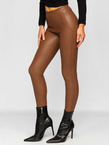 Bőrhatású női leggings camel színben Bolf J51700