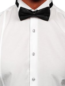 Elegáns hosszú ujjú férfi ing fehér színben Bolf 4702 csokornyakkendő+mandzsettagombok
