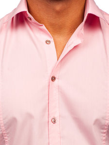 Elegáns hosszú ujjú férfiing rózsaszín színben Bolf 6944