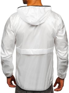 Fehér színű átmeneti férfi anorak sportdzseki kapucnival BOLF 5061