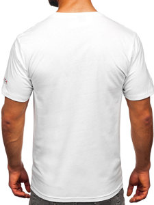 Fehér színű férfi pamut póló mintával Bolf 14739