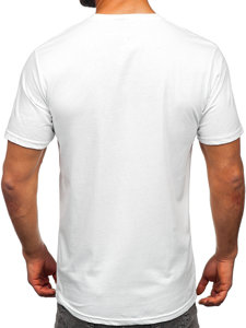 Fehér színű férfi pamut póló mintával Bolf 14759