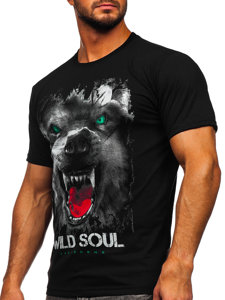Fekete mintás férfi t-shirt Bolf 14499