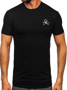 Fekete színű férfi póló mintával Bolf MT3049