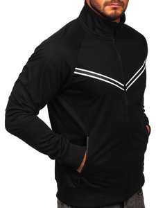Fekete színű nyitható férfi pulcsi állógallérral Bolf B062