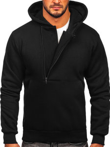 Fekete színű vastag férfi melegítőfelső kapucnival Bolf 02