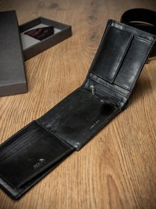 Férfi bőr pénztárca fekete 1676
