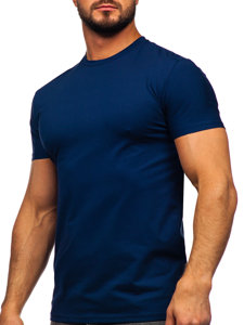 Férfi póló minta nélkül gránátkék színben Bolf MT3001