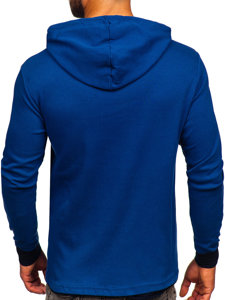 Férfi pulcsi kapucnival kék színben Bolf 146312