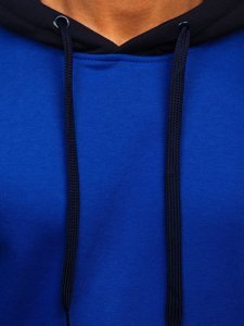 Férfi pulcsi kapucnival kobaltkék színben Bolf LM77001