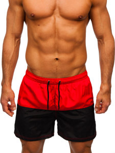 Férfi rövid úszónadrág piros-fekete színben Bolf HM067