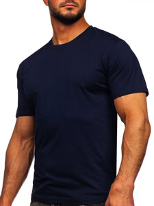Gránátkék színű férfi pamut póló Bolf 0001