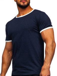 Gránátkék színű férfi póló minta nélkül Bolf 8T83
